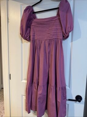 Abercrombie & Fitch Lavender Puff Sleeve Tiered Dress